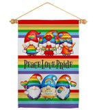 Peace Pride Gnome - Bugs & Frogs Garden Friends Vertical Impressions Decorative Flags HG104165 Made In USA