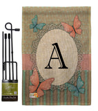 Butterflies A Initial - Bugs & Frogs Garden Friends Vertical Impressions Decorative Flags HG130131 Made In USA