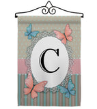 Butterflies C Initial - Bugs & Frogs Garden Friends Vertical Impressions Decorative Flags HG130133 Made In USA
