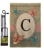 Butterflies C Initial - Bugs & Frogs Garden Friends Vertical Impressions Decorative Flags HG130133 Made In USA