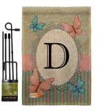 Butterflies D Initial - Bugs & Frogs Garden Friends Vertical Impressions Decorative Flags HG130134 Made In USA