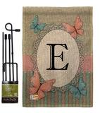 Butterflies E Initial - Bugs & Frogs Garden Friends Vertical Impressions Decorative Flags HG130135 Made In USA