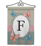 Butterflies F Initial - Bugs & Frogs Garden Friends Vertical Impressions Decorative Flags HG130136 Made In USA