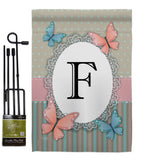 Butterflies F Initial - Bugs & Frogs Garden Friends Vertical Impressions Decorative Flags HG130136 Made In USA