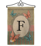 Butterflies F Initial - Bugs & Frogs Garden Friends Vertical Impressions Decorative Flags HG130136 Made In USA