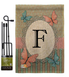 Butterflies F Initial - Bugs & Frogs Garden Friends Vertical Impressions Decorative Flags HG130136 Made In USA