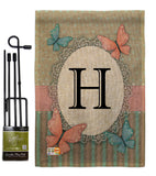 Butterflies H Initial - Bugs & Frogs Garden Friends Vertical Impressions Decorative Flags HG130138 Made In USA