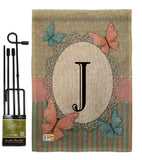 Butterflies J Initial - Bugs & Frogs Garden Friends Vertical Impressions Decorative Flags HG130140 Made In USA