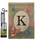 Butterflies K Initial - Bugs & Frogs Garden Friends Vertical Impressions Decorative Flags HG130141 Made In USA