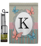 Butterflies K Initial - Bugs & Frogs Garden Friends Vertical Impressions Decorative Flags HG130141 Made In USA