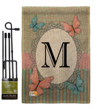 Butterflies M Initial - Bugs & Frogs Garden Friends Vertical Impressions Decorative Flags HG130143 Made In USA