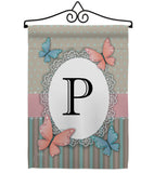 Butterflies P Initial - Bugs & Frogs Garden Friends Vertical Impressions Decorative Flags HG130146 Made In USA