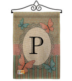 Butterflies P Initial - Bugs & Frogs Garden Friends Vertical Impressions Decorative Flags HG130146 Made In USA