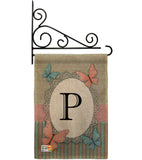 Butterflies P Initial - Bugs & Frogs Garden Friends Vertical Impressions Decorative Flags HG130146 Made In USA