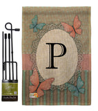 Butterflies P Initial - Bugs & Frogs Garden Friends Vertical Impressions Decorative Flags HG130146 Made In USA