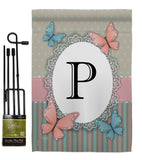 Butterflies P Initial - Bugs & Frogs Garden Friends Vertical Impressions Decorative Flags HG130146 Made In USA