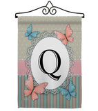 Butterflies Q Initial - Bugs & Frogs Garden Friends Vertical Impressions Decorative Flags HG130147 Made In USA