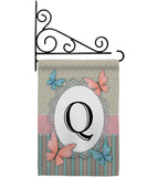 Butterflies Q Initial - Bugs & Frogs Garden Friends Vertical Impressions Decorative Flags HG130147 Made In USA