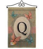 Butterflies Q Initial - Bugs & Frogs Garden Friends Vertical Impressions Decorative Flags HG130147 Made In USA