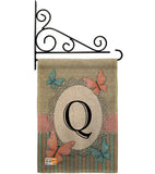 Butterflies Q Initial - Bugs & Frogs Garden Friends Vertical Impressions Decorative Flags HG130147 Made In USA