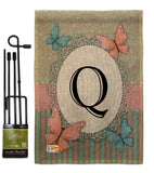 Butterflies Q Initial - Bugs & Frogs Garden Friends Vertical Impressions Decorative Flags HG130147 Made In USA