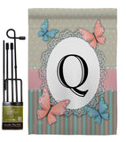 Butterflies Q Initial - Bugs & Frogs Garden Friends Vertical Impressions Decorative Flags HG130147 Made In USA