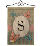 Butterflies S Initial - Bugs & Frogs Garden Friends Vertical Impressions Decorative Flags HG130149 Made In USA