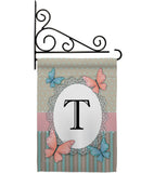 Butterflies T Initial - Bugs & Frogs Garden Friends Vertical Impressions Decorative Flags HG130150 Made In USA