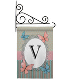 Butterflies V Initial - Bugs & Frogs Garden Friends Vertical Impressions Decorative Flags HG130152 Made In USA