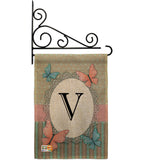 Butterflies V Initial - Bugs & Frogs Garden Friends Vertical Impressions Decorative Flags HG130152 Made In USA