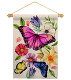 Watercolor Butterflies - Bugs & Frogs Garden Friends Vertical Impressions Decorative Flags HG137596 Made In USA