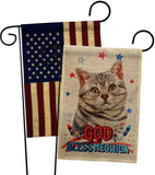 Patriotic Gray American Short Hair - Pets Nature Vertical Impressions Decorative Flags HG120109 Made In USA