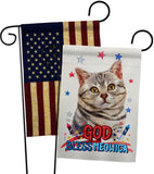 Patriotic Gray American Short Hair - Pets Nature Vertical Impressions Decorative Flags HG120109 Made In USA