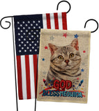 Patriotic Gray American Short Hair - Pets Nature Vertical Impressions Decorative Flags HG120109 Made In USA