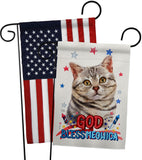 Patriotic Gray American Short Hair - Pets Nature Vertical Impressions Decorative Flags HG120109 Made In USA