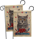 Patriotic Blue British Short Hair - Pets Nature Vertical Impressions Decorative Flags HG120126 Made In USA