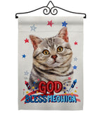 Patriotic Gray American Short Hair - Pets Nature Vertical Impressions Decorative Flags HG120109 Made In USA