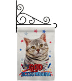 Patriotic Gray American Short Hair - Pets Nature Vertical Impressions Decorative Flags HG120109 Made In USA