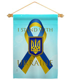 Stand with Ukraine - Support Inspirational Vertical Impressions Decorative Flags HG170258 Made In USA