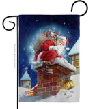 Chimney Santa - Christmas Winter Vertical Impressions Decorative Flags HG114106 Made In USA