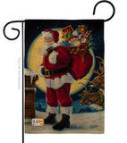 Moonlit Santa - Christmas Winter Vertical Impressions Decorative Flags HG114131 Made In USA