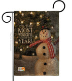 Most Wonderful Time Snowman - Christmas Winter Vertical Impressions Decorative Flags HG114142 Made In USA