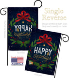 Happy Holidays Wreath - Christmas Winter Vertical Impressions Decorative Flags HG114149 Made In USA