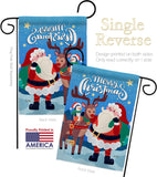 Santa with Friends - Christmas Winter Vertical Impressions Decorative Flags HG137312 Made In USA