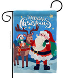 Santa with Friends - Christmas Winter Vertical Impressions Decorative Flags HG137312 Made In USA