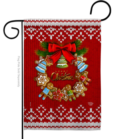 Gingerbread Wreath - Christmas Winter Vertical Impressions Decorative Flags HG192249 Made In USA