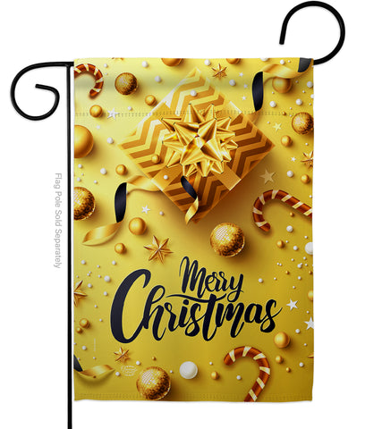 Golden Christmas - Christmas Winter Vertical Impressions Decorative Flags HG192250 Made In USA