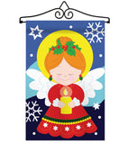 Praying Angel - Christmas Winter Vertical Applique Decorative Flags HG114066