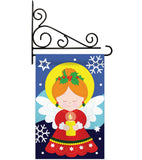 Praying Angel - Christmas Winter Vertical Applique Decorative Flags HG114066