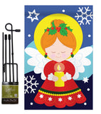 Praying Angel - Christmas Winter Vertical Applique Decorative Flags HG114066